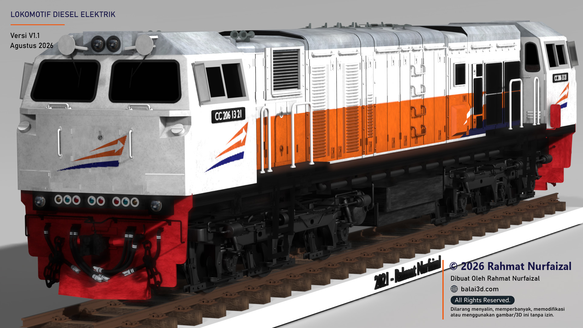Model 3D Lokomotif CC 206 Tahun 2020