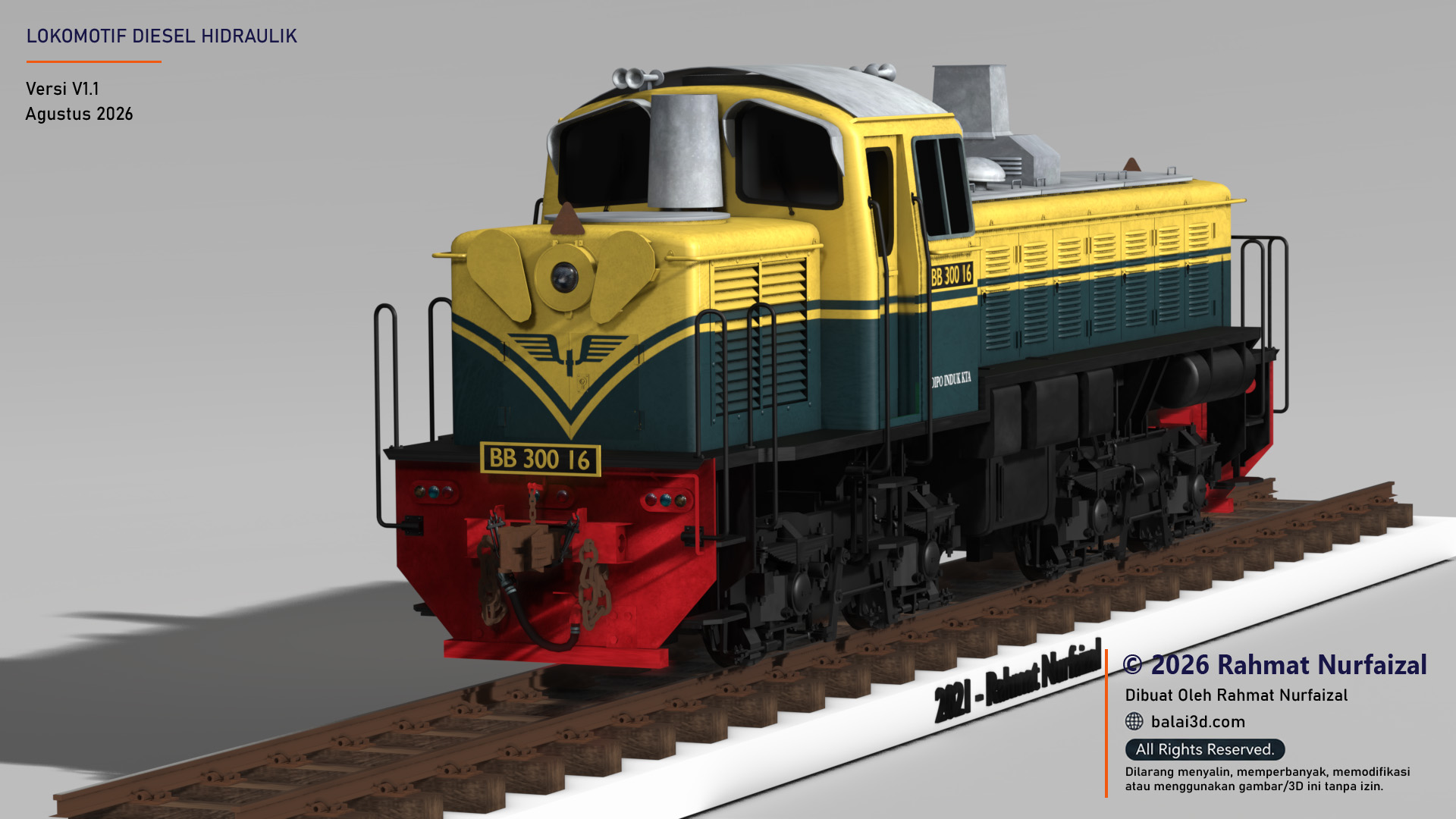 Model 3D Lokomotif BB 300 Tahun 2009