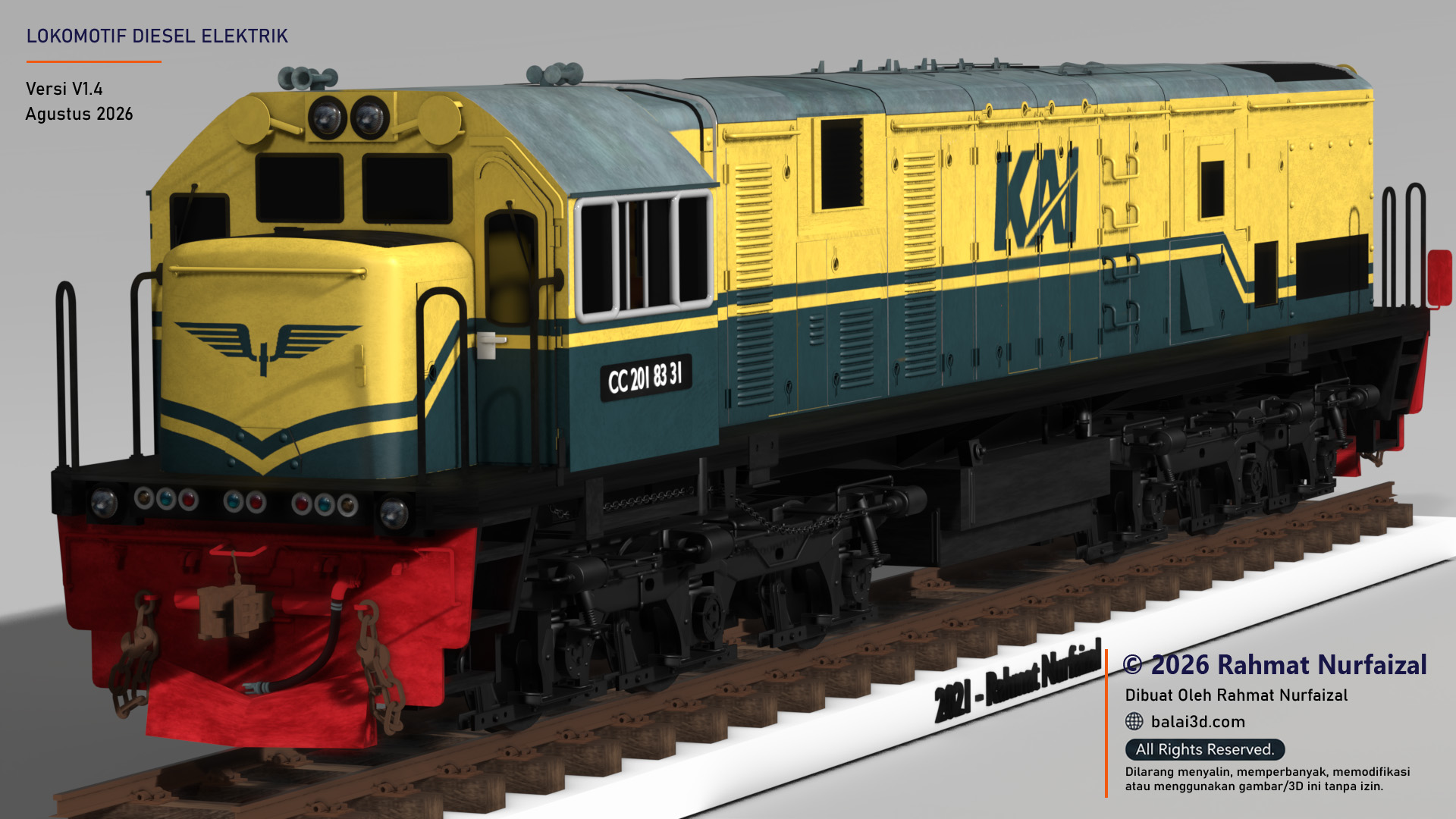 Model 3D Lokomotif CC 201 83 31 Edisi Livery Vintage PJKA Tahun 2021