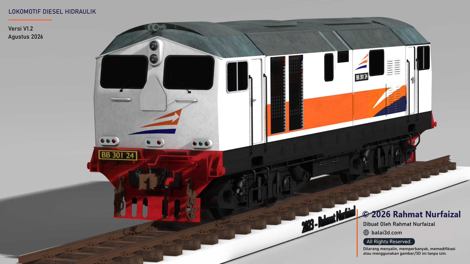 Model 3D Lokomotif BB 301 Tahun 2014