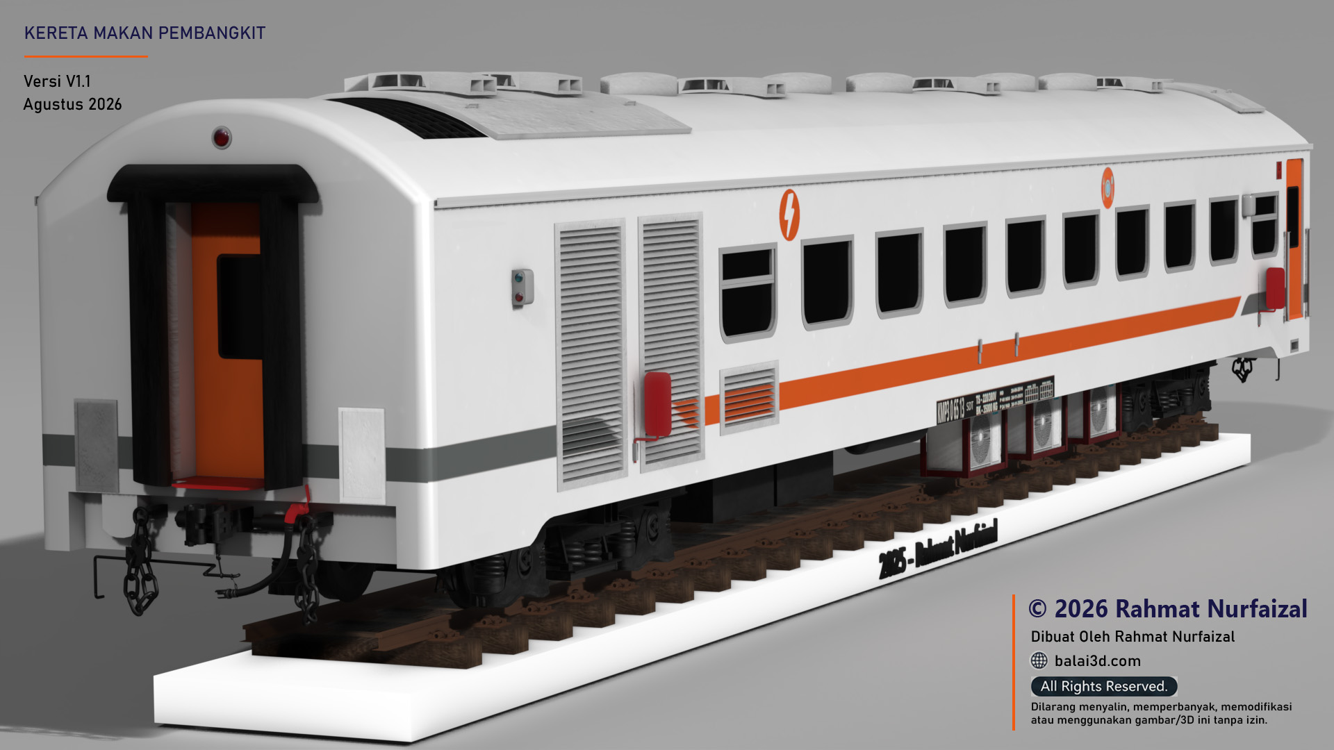 Model 3D Kereta Makan Pembangkit Kelas Ekonomi